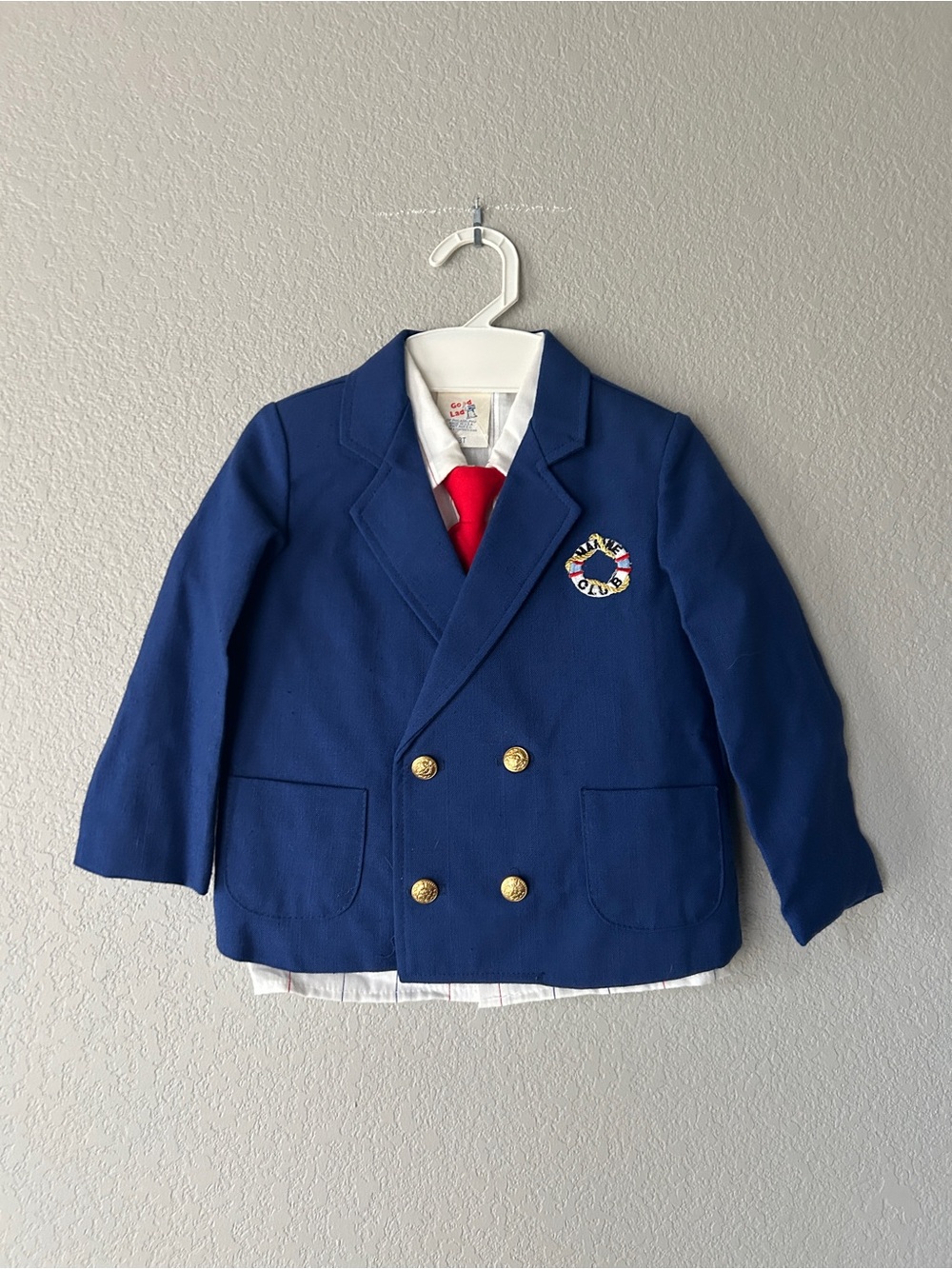 Good Lad Navy Vintage Kids Blazer with Gold Buttons, Shirt and Tie | 3T